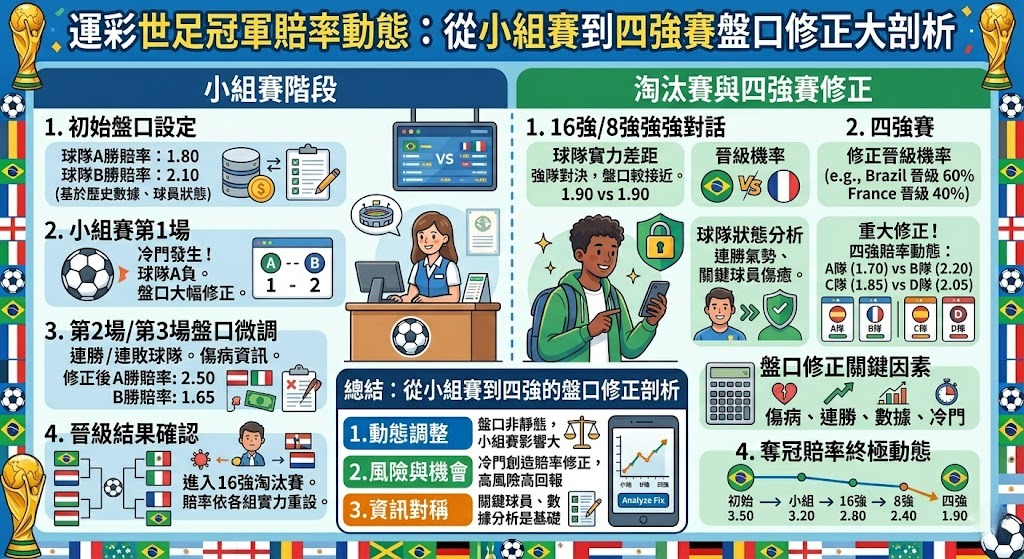 運彩世足冠軍賠率動態:從小組賽到四強賽盤口修正大剖析